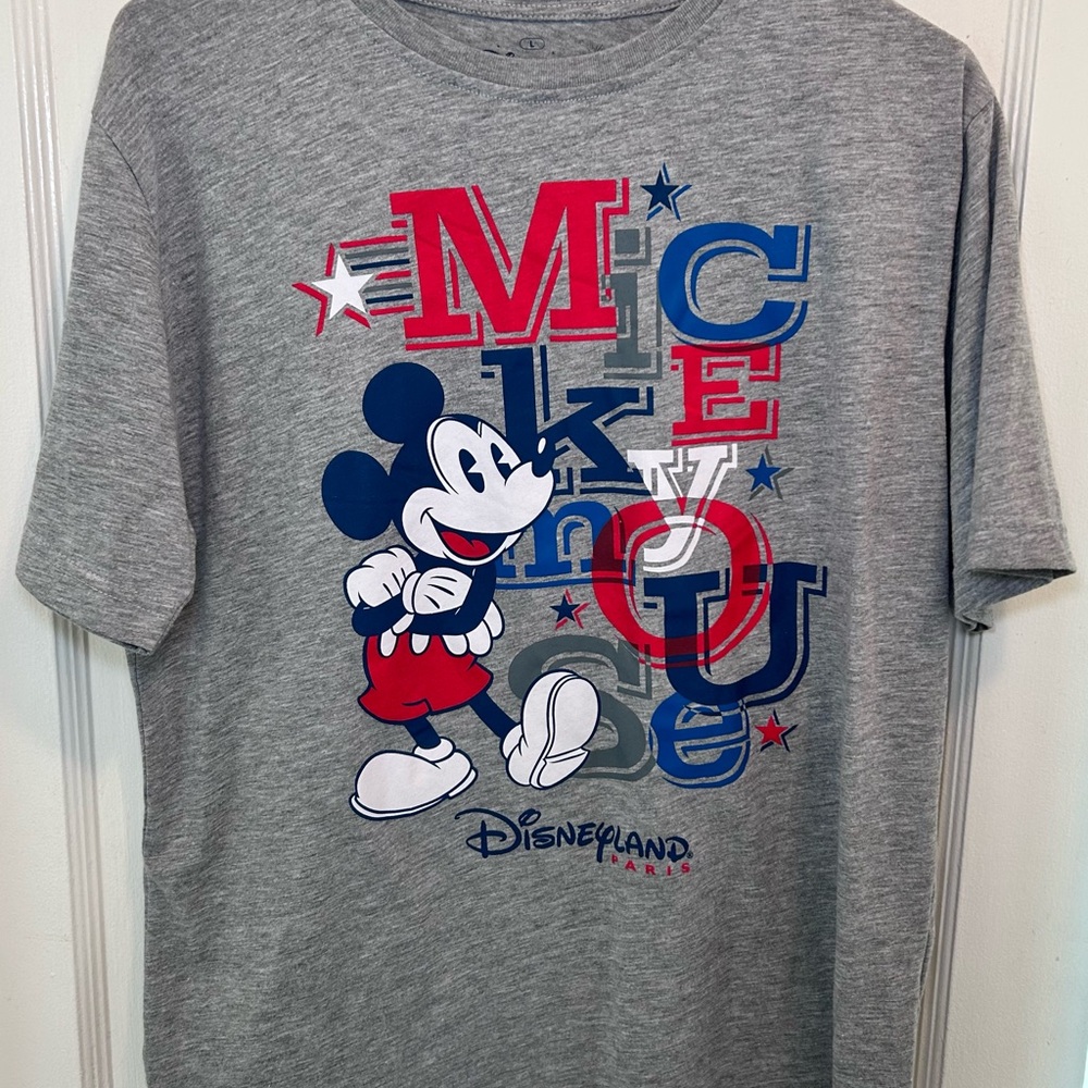 Disneyland Paris Mickey Mouse Red White & Blue Graphic T-Shirt Men’s L